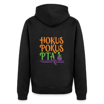 PTA Halloween - Unisex Premium Bio Zip Hoodie - Schwarz - Hinten - Nico (187cm)