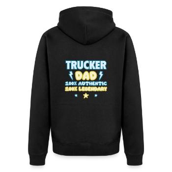Trucker Dad, Father's Day Gift, Legendary - Unisex Premium Organic Zip Hoodie - black - Back - Nico (187cm)