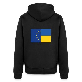 Ukraine EU - Unisex Premium Bio Zip Hoodie - Schwarz - Hinten - Nico (187cm)
