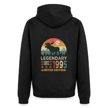1995 legendary anniversary Born in 1995 - Unisex Premium Organic Zip Hoodie - black - Back - Nico (187cm)