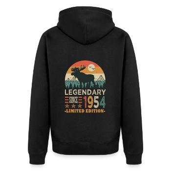 1954 legendary anniversaire Né en 1954 - Veste à capuche bio Premium Unisexe - noir - Dos - Nico (187cm)