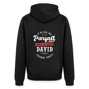 David Parfait Cadeau prenom david - Veste à capuche bio Premium Unisexe - noir - Dos - Nico (187cm)
