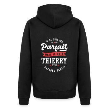 Thierry Parfait Cadeau prenom thierry - Veste à capuche bio Premium Unisexe - noir - Dos - Nico (187cm)