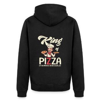 Pizzaiolo king of pizza - Unisex Premium Organic Zip Hoodie - black - Back - Nico (187cm)