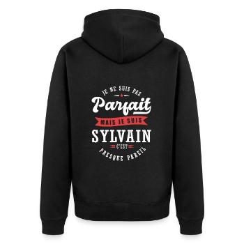 Sylvain Parfait Cadeau prenom sylvain - Veste à capuche bio Premium Unisexe - noir - Dos - Nico (187cm)