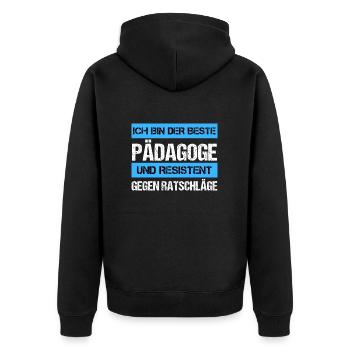 Resistenter Pädagoge - Unisex Premium Bio Zip Hoodie - Schwarz - Hinten - Nico (187cm)