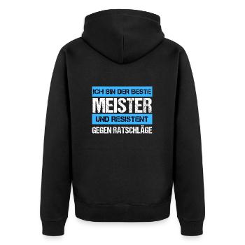 Resistant Master - Unisex Premium Organic Zip Hoodie - black - Back - Nico (187cm)