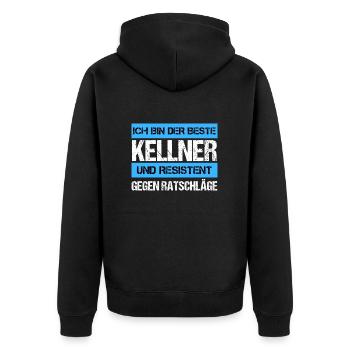 Resistant Waiter - Unisex Premium Organic Zip Hoodie - black - Back - Nico (187cm)