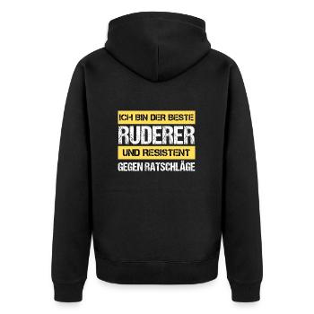 Resistenter Ruderer - Unisex Premium Bio Zip Hoodie - Schwarz - Hinten - Nico (187cm)