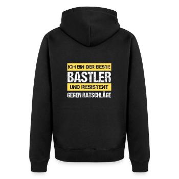 Resistant Tinkerer - Unisex Premium Organic Zip Hoodie - black - Back - Nico (187cm)