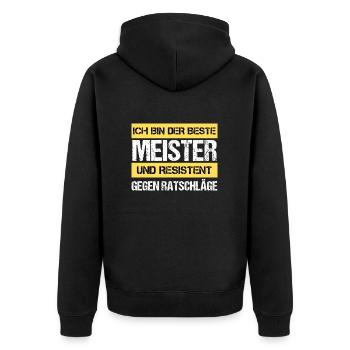 Resistant Master - Unisex Premium Organic Zip Hoodie - black - Back - Nico (187cm)