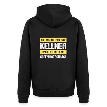 Resistant Waiter - Unisex Premium Organic Zip Hoodie - black - Back - Nico (187cm)