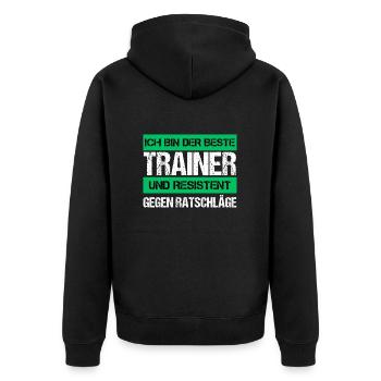 Resistant Trainer - Unisex Premium Organic Zip Hoodie - black - Back - Nico (187cm)