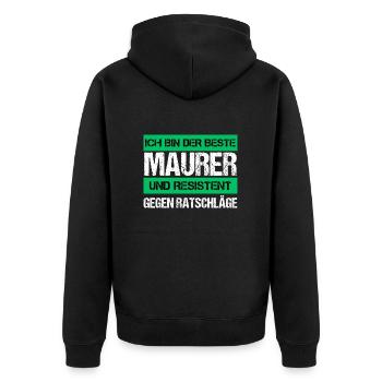 Resistant Mason - Unisex Premium Organic Zip Hoodie - black - Back - Nico (187cm)