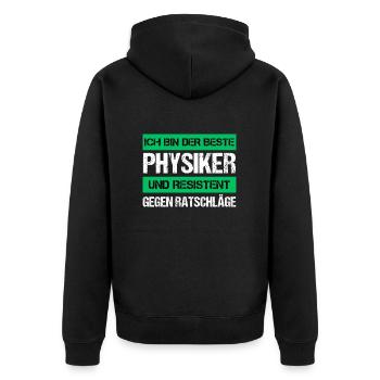Resistenter Physiker - Unisex Premium Bio Zip Hoodie - Schwarz - Hinten - Nico (187cm)