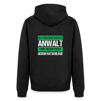 Resistant Advocate - Unisex Premium Organic Zip Hoodie - black - Back - Nico (187cm)