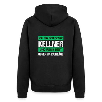 Resistant Waiter - Unisex Premium Organic Zip Hoodie - black - Back - Nico (187cm)