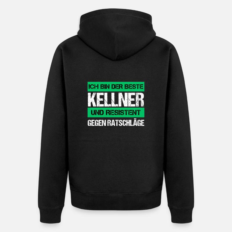 Resistenter Kellner - Unisex Premium Bio Zip Hoodie - Schwarz