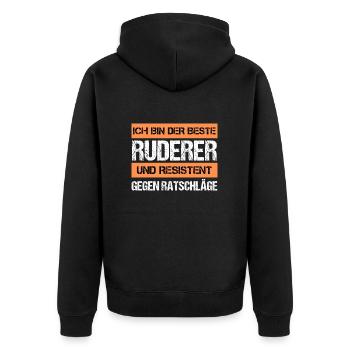 Resistenter Ruderer - Unisex Premium Bio Zip Hoodie - Schwarz - Hinten - Nico (187cm)