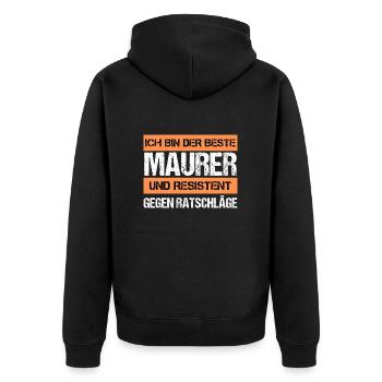 Resistant Mason - Unisex Premium Organic Zip Hoodie - black - Back - Nico (187cm)