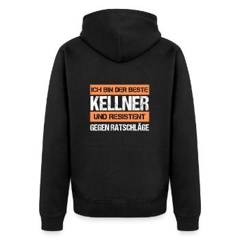 Resistant Waiter - Unisex Premium Organic Zip Hoodie - black - Back - Nico (187cm)