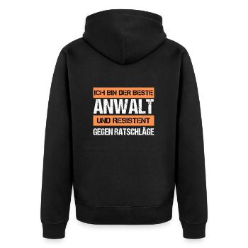 Resistant Advocate - Unisex Premium Organic Zip Hoodie - black - Back - Nico (187cm)