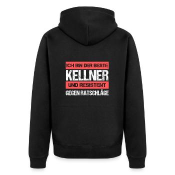 Resistant Waiter - Unisex Premium Organic Zip Hoodie - black - Back - Nico (187cm)