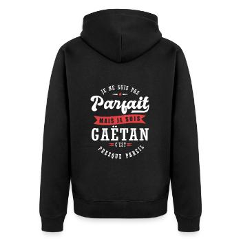 Gaëtan Parfait Cadeau prenom Gaetan - Veste à capuche bio Premium Unisexe - noir - Dos - Nico (187cm)