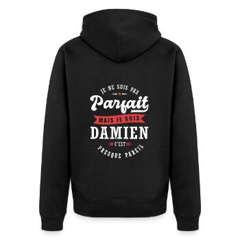 Damien Parfait Cadeau prenom damien - Veste à capuche bio Premium Unisexe - noir - Dos - Nico (187cm)