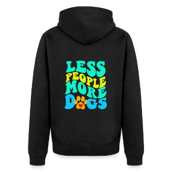 Weniger Menschen mehr Hunde - Unisex Premium Bio Zip Hoodie - Schwarz - Hinten - Nico (187cm)