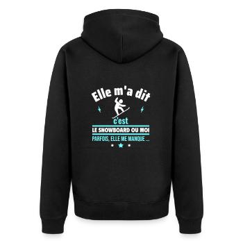 elle m a dit le snowboard - Veste à capuche bio Premium Unisexe - noir - Dos - Nico (187cm)