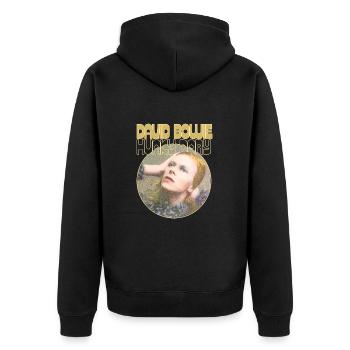 David Bowie Hunky Dory Album Cover - Unisex Premium Bio Zip Hoodie - Schwarz - Hinten - Nico (187cm)