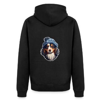 Chien de neige avec écharpe et flair d’hiver - Veste à capuche bio Premium Unisexe - noir - Dos - Nico (187cm)