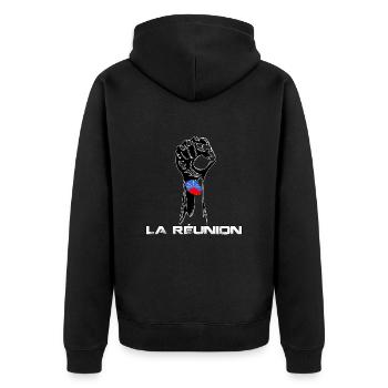 Poing Drapeau La réunion - Veste à capuche bio Premium Unisexe - noir - Dos - Nico (187cm)