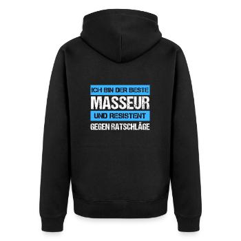 Masseur résistant - Veste à capuche bio Premium Unisexe - noir - Dos - Nico (187cm)