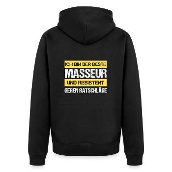 Resistant masseur - Unisex Premium Organic Zip Hoodie - black - Back - Nico (187cm)