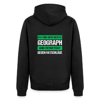 Resistant Geographer - Unisex Premium Organic Zip Hoodie - black - Back - Nico (187cm)
