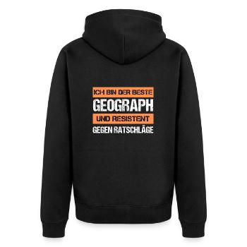 Resistant Geographer - Unisex Premium Organic Zip Hoodie - black - Back - Nico (187cm)