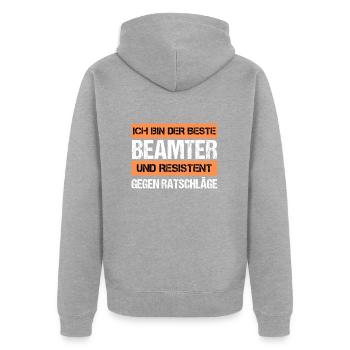Resistant Official - Unisex Premium Organic Zip Hoodie - heather grey - Back - Nico (187cm)