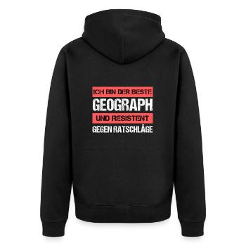 Resistant Geographer - Unisex Premium Organic Zip Hoodie - black - Back - Nico (187cm)