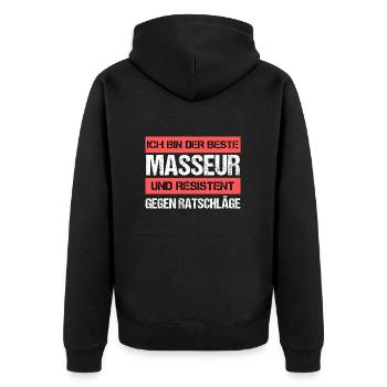 Resistant masseur - Unisex Premium Organic Zip Hoodie - black - Back - Nico (187cm)