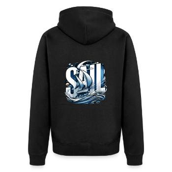 Segler gehen segeln zum Segeltörn mit Segelboot - Unisex Premium Bio Zip Hoodie - Schwarz - Hinten - Nico (187cm)