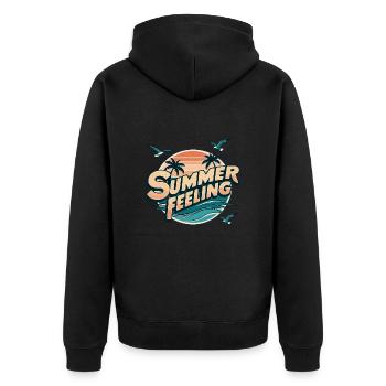 Summer feeling - Unisex Premium Organic Zip Hoodie - black - Back - Nico (187cm)