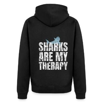 Sharks Are My Therapy Shark Researcher Marine Biologist - Unisex Premium Organic Zip Hoodie - black - Back - Nico (187cm)