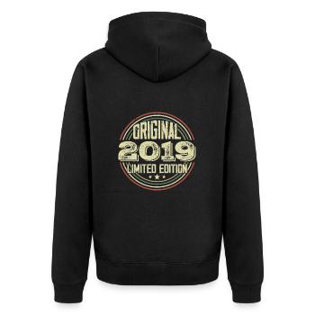 2019 Fêtes D’anniversaire, Un Millésime Légendaire - Veste à capuche bio Premium Unisexe - noir - Dos - Nico (187cm)