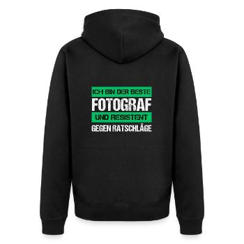 Photographe résistant - Veste à capuche bio Premium Unisexe - noir - Dos - Nico (187cm)