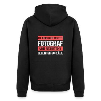 Resistenter Fotograf - Unisex Premium Bio Zip Hoodie - Schwarz - Hinten - Nico (187cm)