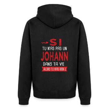 Johann Si tu n as pas un johann Cadeau humour - Veste à capuche bio Premium Unisexe - noir - Dos - Nico (187cm)
