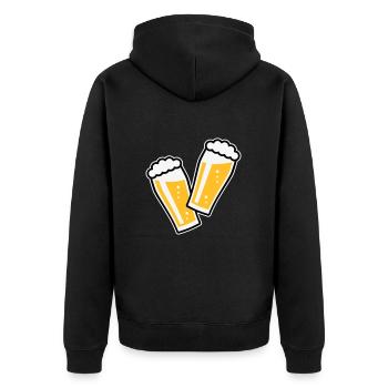 2 Biergläser Stoßen An (Bier / Willibecher / 3C) - Unisex Premium Bio Zip Hoodie - Schwarz - Hinten - Nico (187cm)