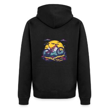 Mountainbiking Porträt - Unisex Premium Bio Zip Hoodie - Schwarz - Hinten - Nico (187cm)